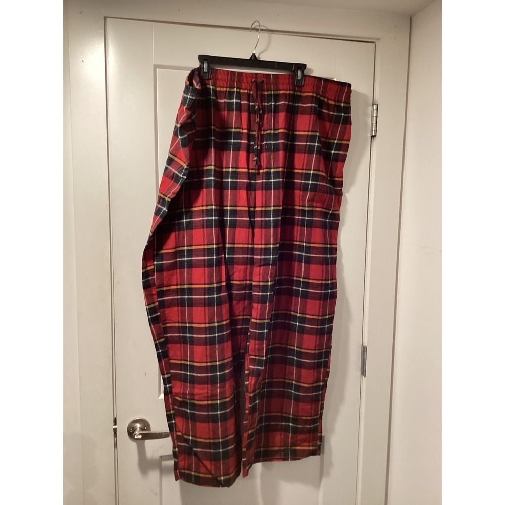 Skims Sleep Mens 4X Red Tartan Plaid Flannel Pajama Pants Drawstring Pockets